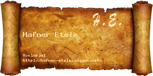 Hafner Etele névjegykártya